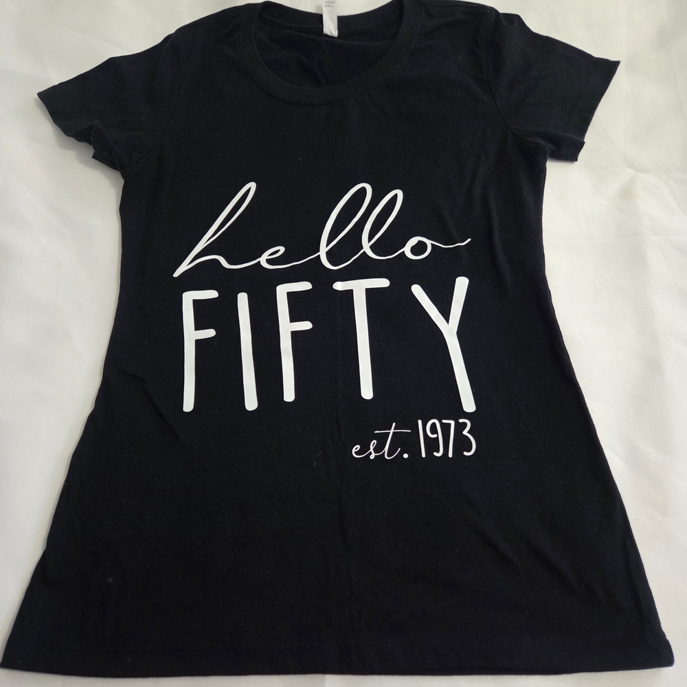 Black 'Hello Fifty' Graphic T-Shirt